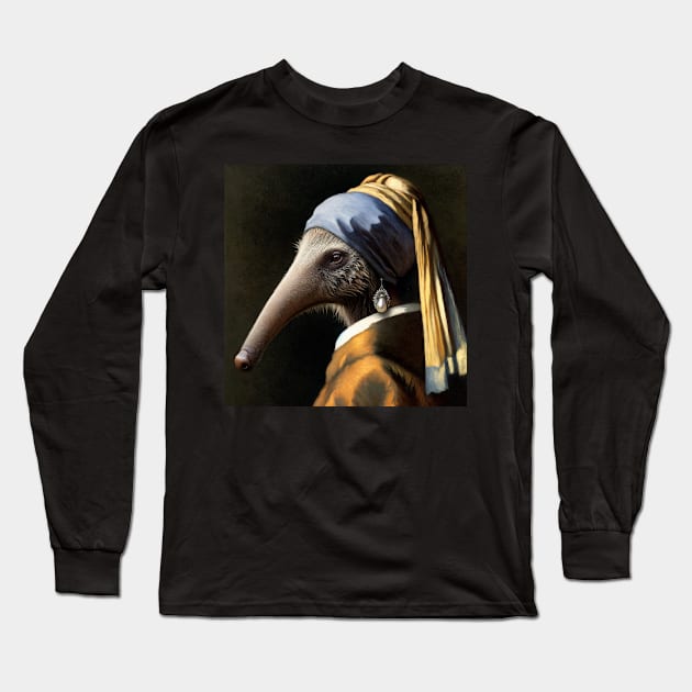 Wildlife Conservation - Pearl Earring Giant anteater Meme Long Sleeve T-Shirt by Edd Paint Something